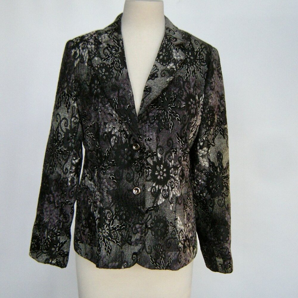 Harve Bernard  Size 8 Women's Classic Blazer - Tapesry Fabric in Black & Gray